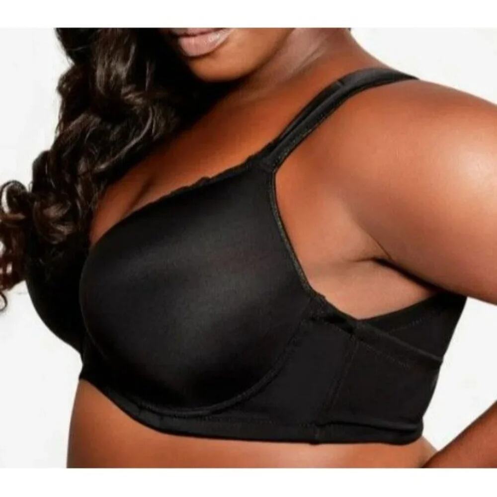 Ashley Stewart Full Coverage Butterfly Bra Black Womens 38DDD